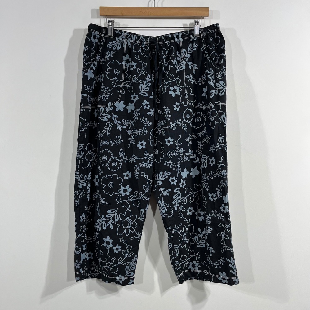 Fresh Produce Boho Resort Beachy Womens XXL Floral Cropped Pants Pockets Artsy
